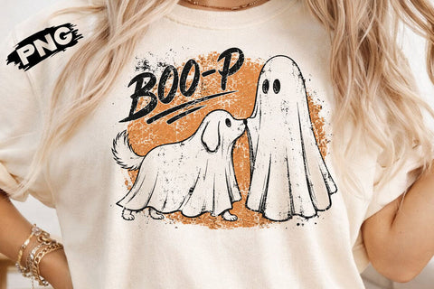 Boo-P Ghost Dog PNG, Cute Halloween Dog, Funny Ghost Puppy Shirt Design, Spooky Dog Lover Digital Download, Retro Halloween SVG DesignDestine 