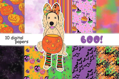 Boo PATTERN Halloween Autumn Gothic Pumpkin Planner - JPEG Digital Pattern GlamArtZhanna 