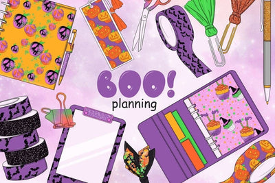 Boo PLANNING Halloween Autumn Gothic Pumpkin Planner - PNG SVG GlamArtZhanna 