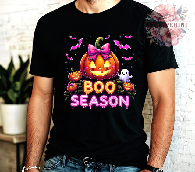 Boo Season, Neon Pumpkin, Halloween PNG, Sublimation Design, Spooky Decor, Pumpkin Art, Halloween Sublimation, Fall Graphics Sublimation Li Zamperini 