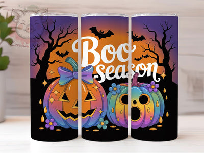 Boo Season Pink Neon Halloween Tumbler, Neon Halloween Cup Wrap, 20Oz Sublimation Design, Spooky Cute Coffee Mug, Pastel Goth Drinkware, Pink Pumpkin Gift, Retro Halloween Tumbler Sublimation Lara' s Designs 