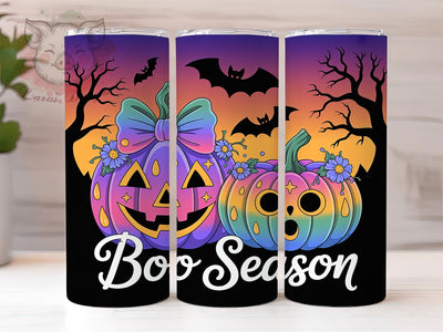 Boo Season Pink Neon Halloween Tumbler, Neon Halloween Cup Wrap, 20Oz Sublimation Design, Spooky Cute Coffee Mug, Pastel Goth Drinkware, Pink Pumpkin Gift, Retro Halloween Tumbler Sublimation Lara' s Designs 