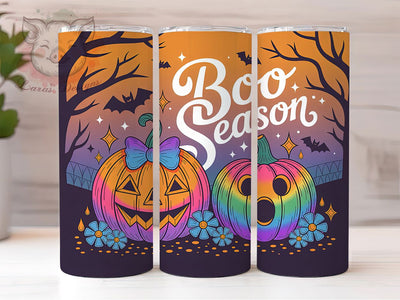 Boo Season Pink Neon Halloween Tumbler, Neon Halloween Cup Wrap, 20Oz Sublimation Design, Spooky Cute Coffee Mug, Pastel Goth Drinkware, Pink Pumpkin Gift, Retro Halloween Tumbler Sublimation Lara' s Designs 