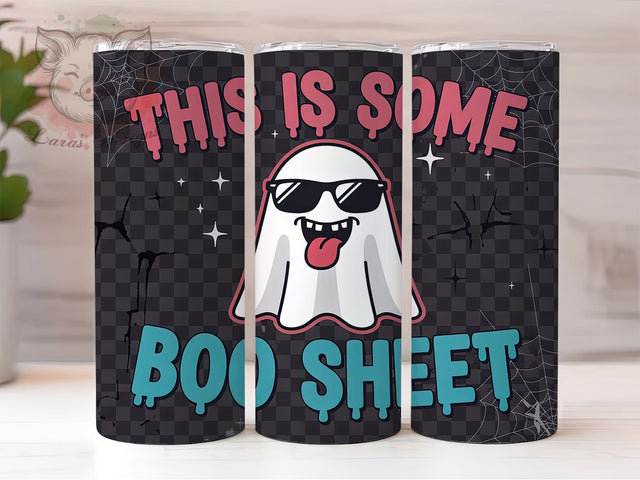 Boo Sheet 3D Retro Ghost Tumbler, 3D Halloween Wrap, Retro Ghost Design, Inflated Ghost Tumbler, Vintage Spooky Drinkware, Funny Halloween Sublimation, 20oz Tumbler Wrap Sublimation Lara' s Designs 