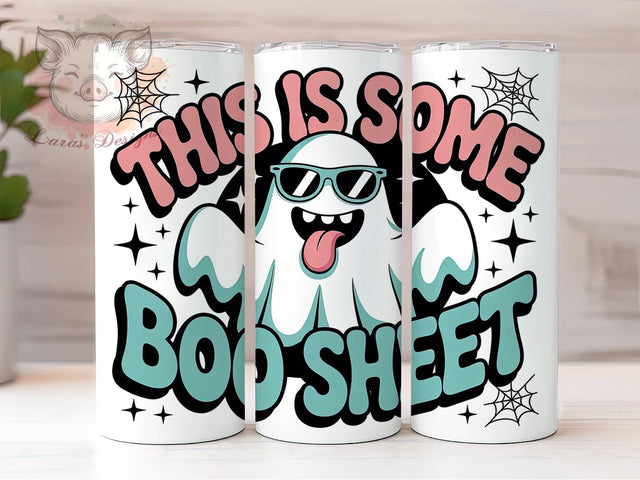 Boo Sheet 3D Retro Ghost Tumbler, 3D Halloween Wrap, Retro Ghost Design, Inflated Ghost Tumbler, Vintage Spooky Drinkware, Funny Halloween Sublimation, 20oz Tumbler Wrap Sublimation Lara' s Designs 