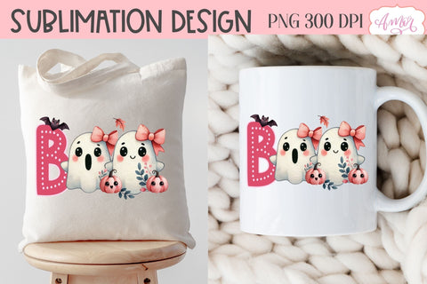 Boo shirt PNG for sublimation | Cute Pink Halloween PNG Sublimation Amorclipart 