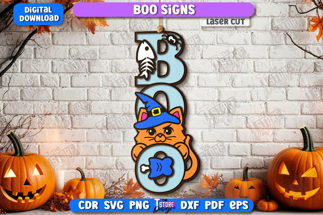 Boo Sign Laser Cut | Seasonal Home Décor Idea | Porch Décor | Halloween Wall Sign | Halloween Decoration | CNC File SVG The T Store Design 