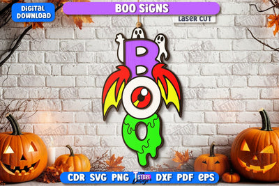 Boo Sign Laser Cut | Seasonal Home Décor Idea | Porch Décor | Halloween Wall Sign | Halloween Decoration | CNC File SVG The T Store Design 