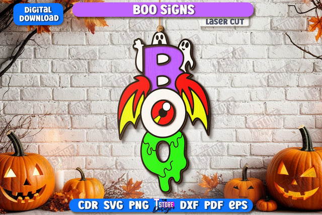 Boo Sign Laser Cut | Seasonal Home Décor Idea | Porch Décor | Halloween Wall Sign | Halloween Decoration | CNC File SVG The T Store Design 