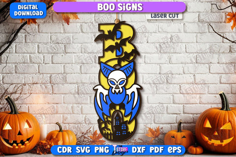 Boo Signs Laser Cut Bundle | Seasonal Home Décor Idea | Porch Décor | Halloween Wall Sign | Halloween Decoration | CNC Files SVG The T Store Design 