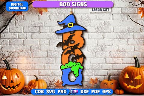 Boo Signs Laser Cut Bundle | Seasonal Home Décor Idea | Porch Décor | Halloween Wall Sign | Halloween Decoration | CNC Files SVG The T Store Design 