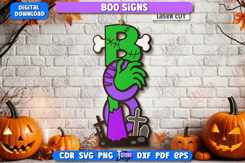 Boo Signs Laser Cut Bundle | Seasonal Home Décor Idea | Porch Décor | Halloween Wall Sign | Halloween Decoration | CNC Files SVG The T Store Design 
