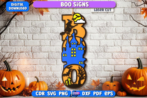 Boo Signs Laser Cut Bundle | Seasonal Home Décor Idea | Porch Décor | Halloween Wall Sign | Halloween Decoration | CNC Files SVG The T Store Design 