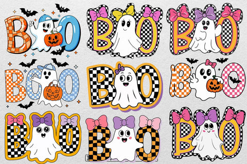 Boo SVG Bundle, Halloween Svg, Halloween Ghost Svg, Spooky Svg, Pumpkin Svg, Bat Svg SVG DesignDestine 