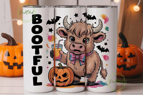 Boo-tiful Highland Cow 20oz Tumbler Wrap Sublimation PixelChick 