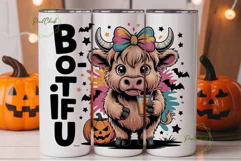 Boo-tiful Highland Cow 20oz Tumbler Wrap Sublimation PixelChick 