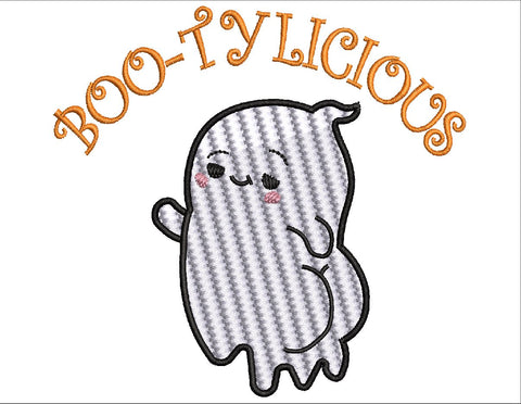 Boo - Tylicious Halloween ghost Embroidery Design 4 Sizes - File formats in pes,dst,jef,xxx,exp,vip,vp3, Funny , boo sheet, ghosts, ghost Embroidery/Applique DESIGNS AestheticdesignsE 