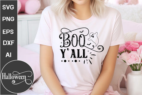 Boo Y'all SVG Cut File, Halloween SVG Design, Farmhouse Halloween SVG Design,SVG Cut File, SVGs, Food & Drink, Print & Cut, Quotes and Sayings SVG DesignPlante 503 