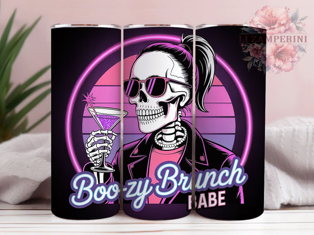 Boo-zy Babe Funny Skeleton Tumbler, Spooky Girl Skeleton Cup, 20Oz Skinny Tumbler Wrap, Funny Halloween Sublimation, Skeleton Cocktail Drinkware, Halloween Party Gift Idea Sublimation Li Zamperini 