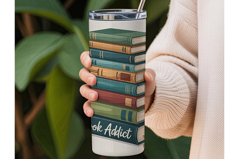 Book Addict 20oz Tumbler Wrap Sublimation DesignSVG 