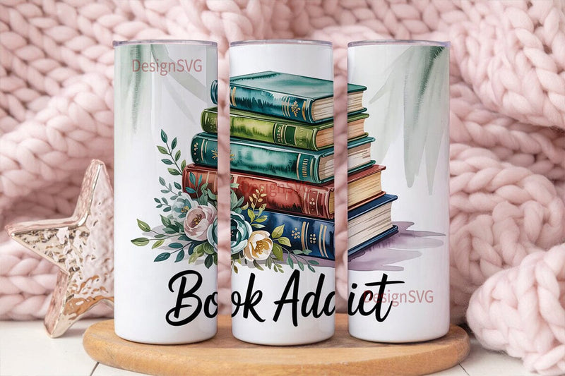 Book Addict 20oz Tumbler Wrap Sublimation DesignSVG 