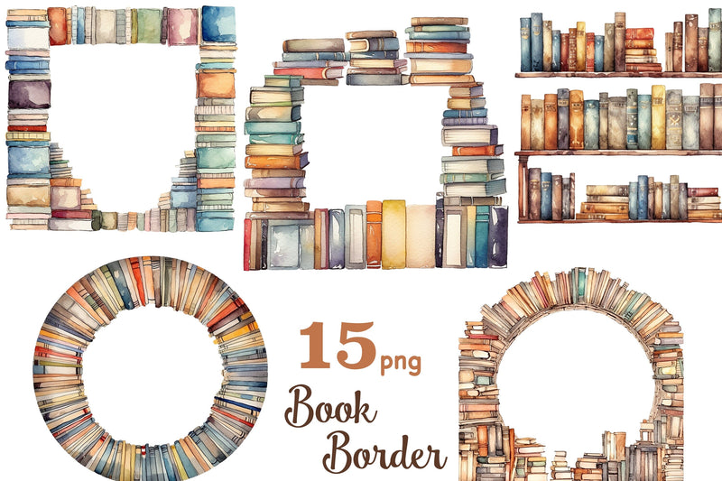 Book Border Clip Art | Reading Clipart SVG GlamArtZhanna 