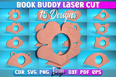 Book Buddy Laser Cut | Book Holder Laser Cut Design | CNC Files SVG The T Store Design 
