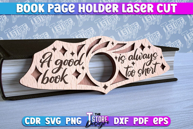 Book Buddy Laser Cut Design | Book Page Holder Laser Cut | CNC File SVG The T Store Design 