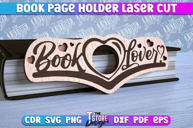 Book Buddy Laser Cut Design | Book Page Holder Laser Cut | CNC File SVG The T Store Design 