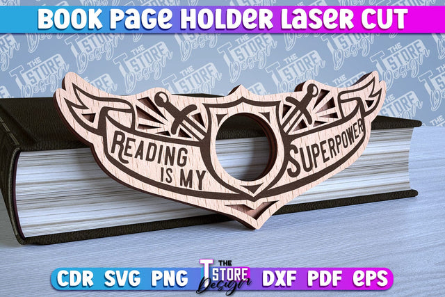 Book Buddy Laser Cut Design | Book Page Holder Laser Cut | CNC File SVG The T Store Design 