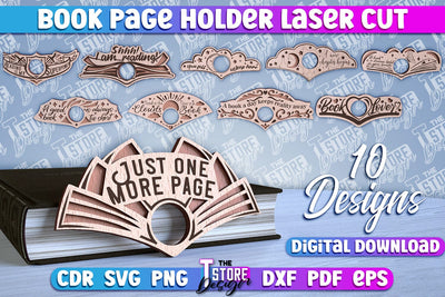 Book Buddy Laser Cut Design | Book Page Holder Laser Cut | CNC File SVG The T Store Design 