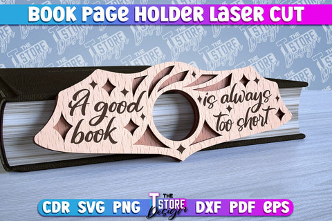 Book Buddy Laser Cut Design | Book Page Holder Laser Cut | CNC File SVG The T Store Design 