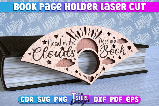 Book Buddy Laser Cut Design | Book Page Holder Laser Cut | CNC File SVG The T Store Design 