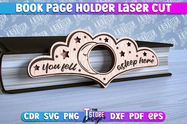 Book Buddy Laser Cut Design | Book Page Holder Laser Cut | CNC File SVG The T Store Design 