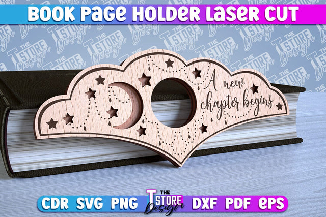 Book Buddy Laser Cut Design | Book Page Holder Laser Cut | CNC File SVG The T Store Design 