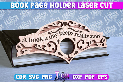 Book Buddy Laser Cut Design | Book Page Holder Laser Cut | CNC File SVG The T Store Design 
