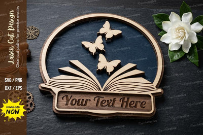 Book Butterfly Frame laser Cut svg Cutting file ,book butterfly svg, butterfly book frame svg SVG Regulrcrative 