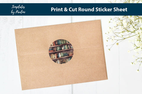 Book Club Round Sticker Sheet, Book Digital Sticker SVG Templates by Pauline 