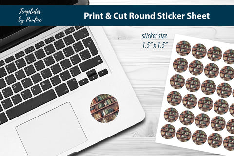Book Club Round Sticker Sheet, Book Digital Sticker SVG Templates by Pauline 