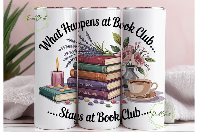 Book Club Tumbler Wrap 20oz Sublimation PixelChick 
