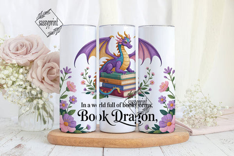 Book Dragon 20oz Tumbler Wrap Sublimation sassyprint 