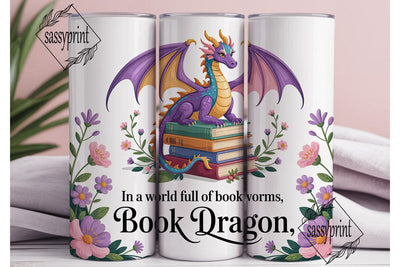 Book Dragon 20oz Tumbler Wrap Sublimation sassyprint 