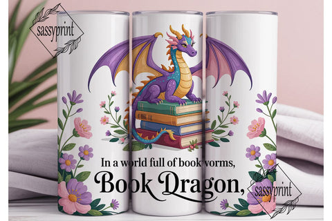 Book Dragon 20oz Tumbler Wrap Sublimation sassyprint 