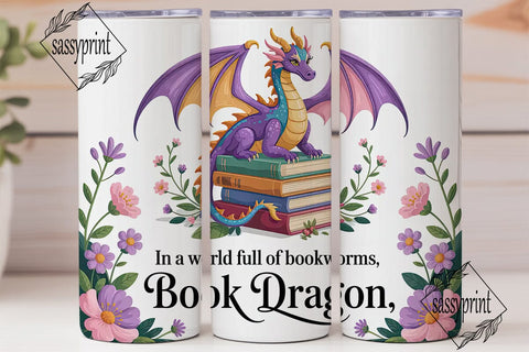 Book Dragon 20oz Tumbler Wrap Sublimation sassyprint 