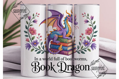Book Dragon 20oz Tumbler Wrap Sublimation sassyprint 