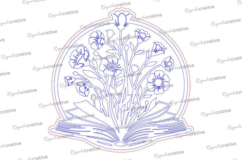 Book Flower Laser Cut Book with Flowers Laser Cut Design – Blooming Knowledge Circular Outline for Craft & Décor SVG Regulrcrative 