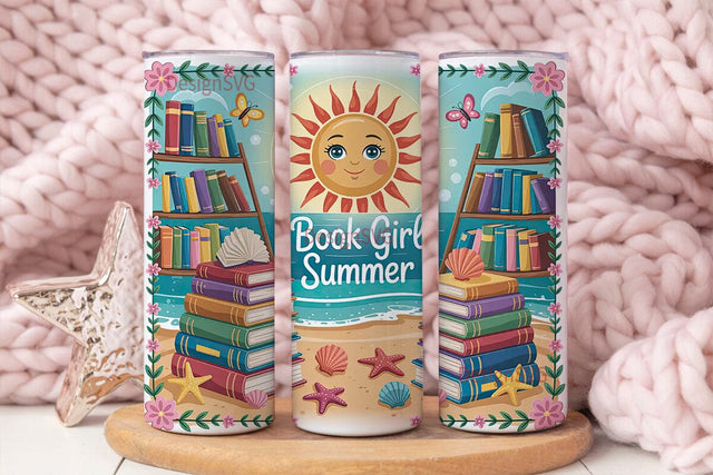Book Girl Summer 20oz Tumbler Wrap Sublimation DesignSVG 