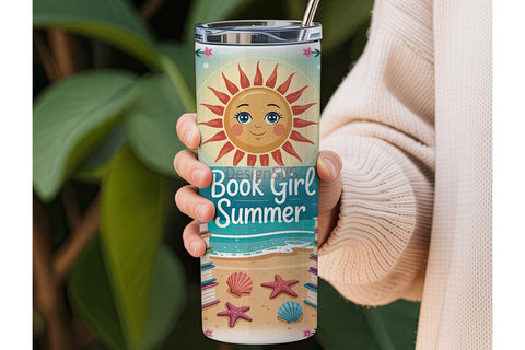 Book Girl Summer 20oz Tumbler Wrap Sublimation DesignSVG 