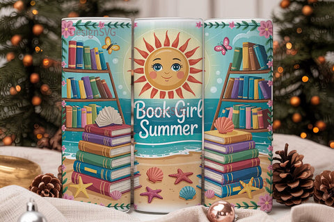 Book Girl Summer 20oz Tumbler Wrap Sublimation DesignSVG 