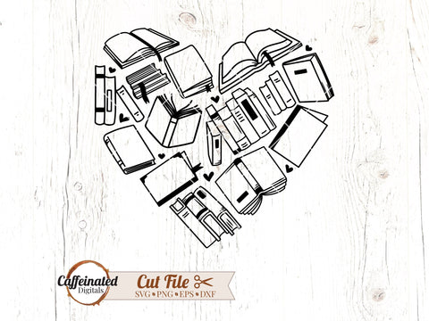Book Heart svg, png SVG Caffeinated SVGs 
